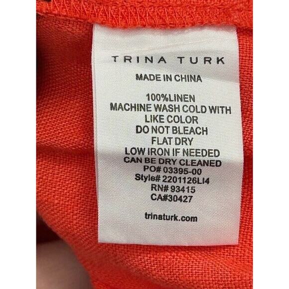 Trina Turks Out of Office Terrace Top Off Shoulder 100% Linen Coral Size S - Picture 6 of 6